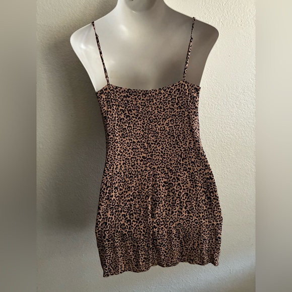 Reformation Tan and Black Animal Leopard Print Mini Dress M - Picture 6 of 12